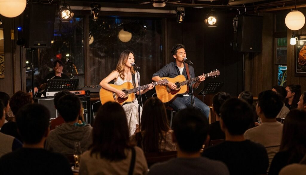 couple at live music concert for date night