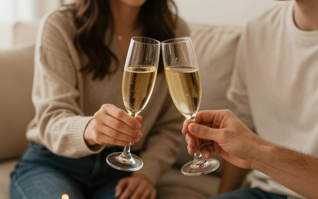 couple celebrating engagement privately