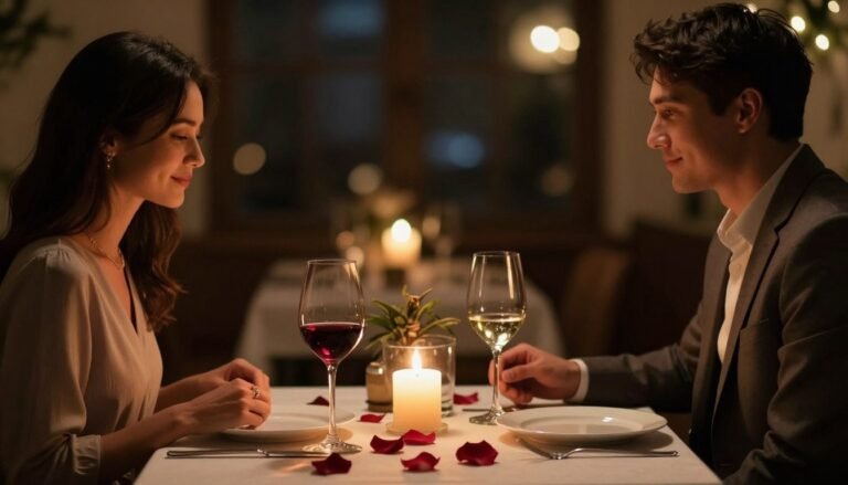 couple date ideas romantic evening setup with candles and intimate atmosphere