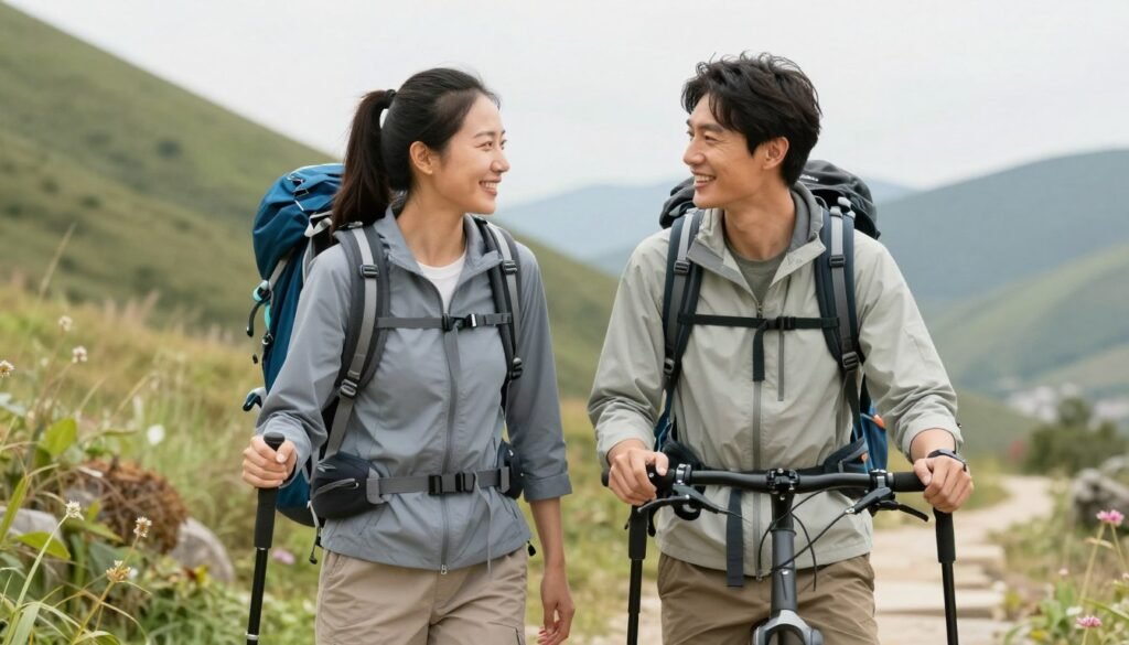 couple doing activity together outdoors