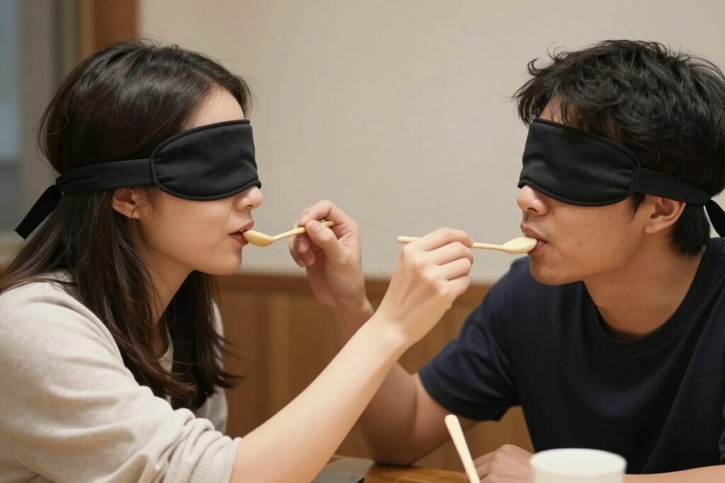 couple doing sensory awareness exercise at home