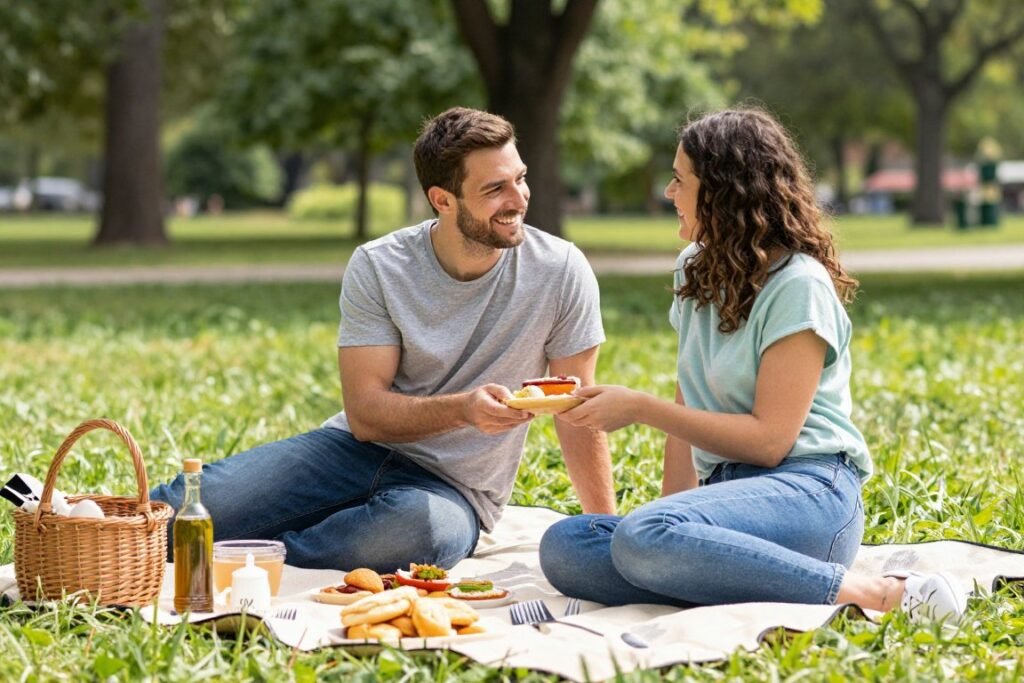 couple enjoying free outdoor date activity