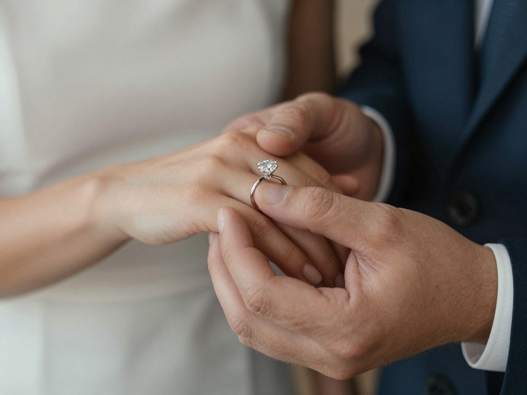 couple holding hands during intimate proposal moment