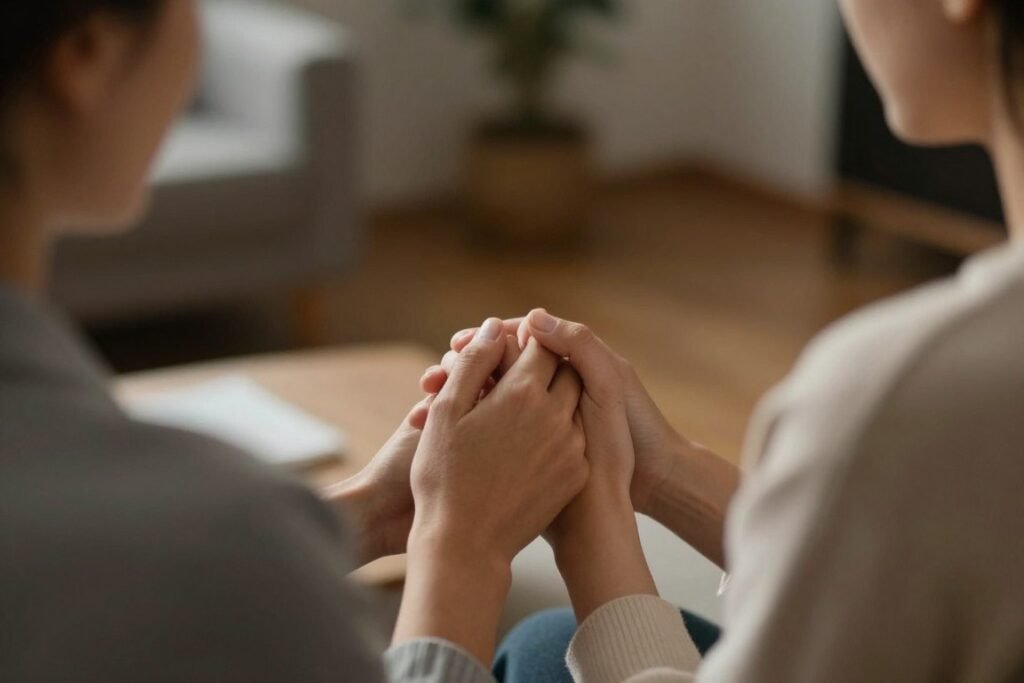 couple holding hands in meaningful conversation couple holding hands in meaningful conversation