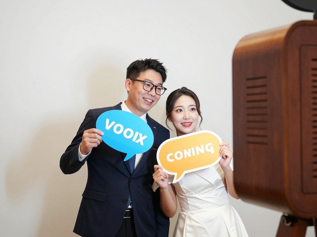 couple holding speech bubble signs with romantic messages couple holding speech bubble signs with romantic messages