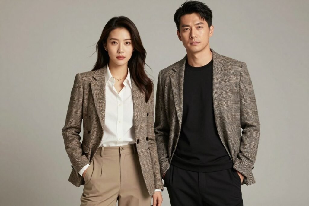 couple in coordinated but not matching outfits couple in coordinated but not matching outfits