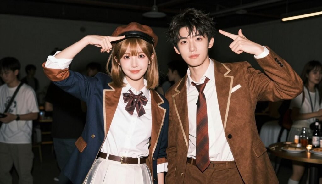 couple in coordinated costumes for themed party couple in coordinated costumes for themed party