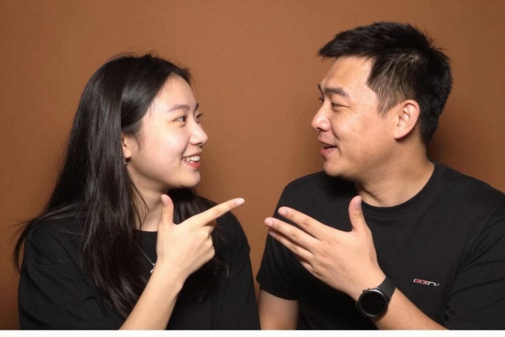 couple in natural conversation captured in candid photobooth style