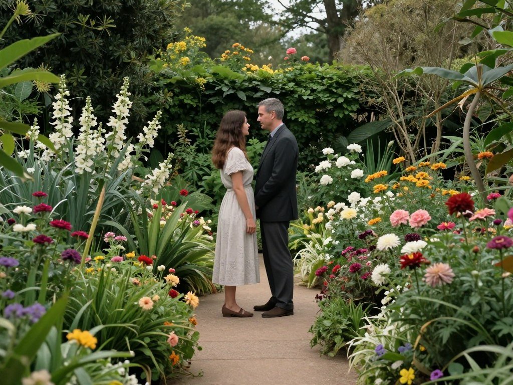 couple in private botanical garden
