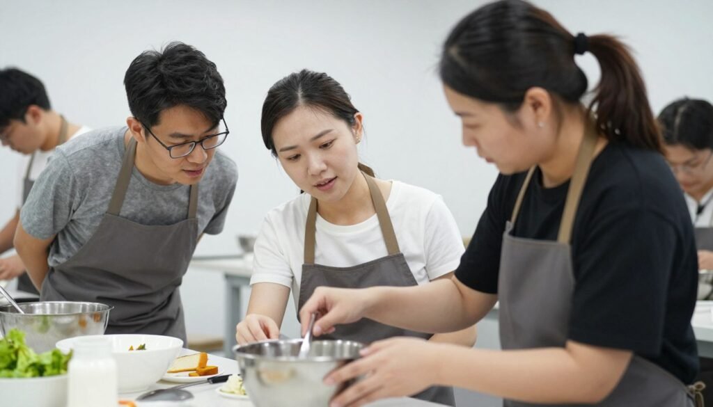 couple learning new skill in class date