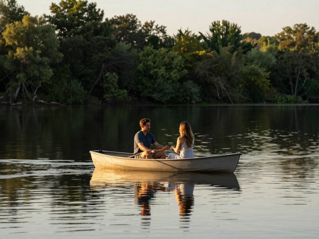 couple on small boat during proposal