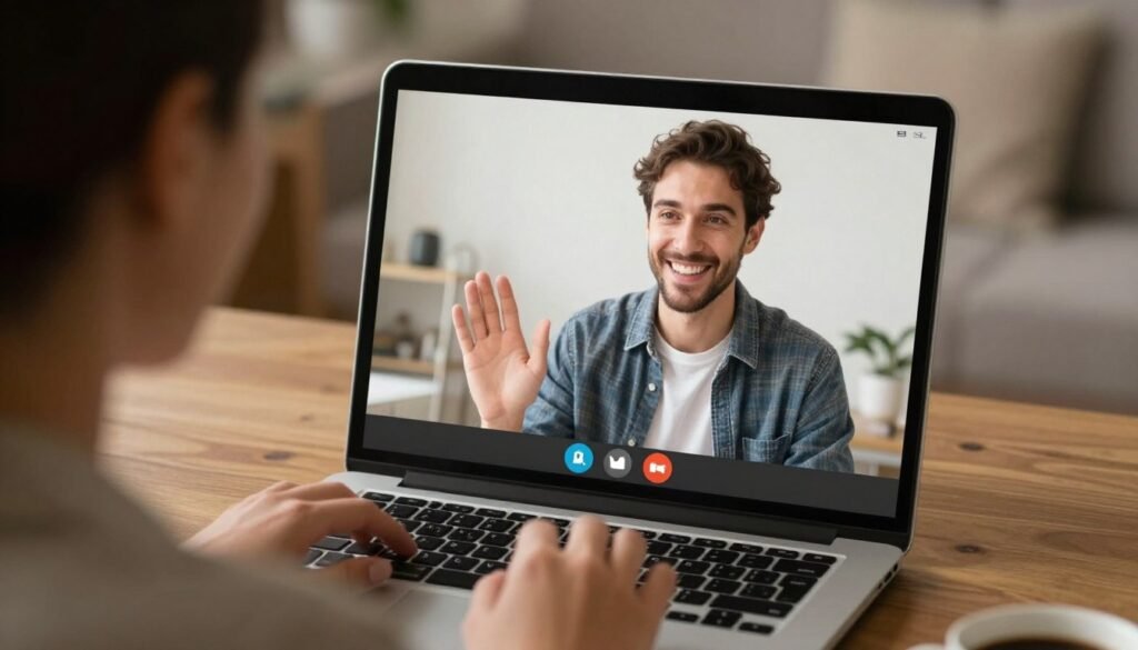 couple on video call long distance date