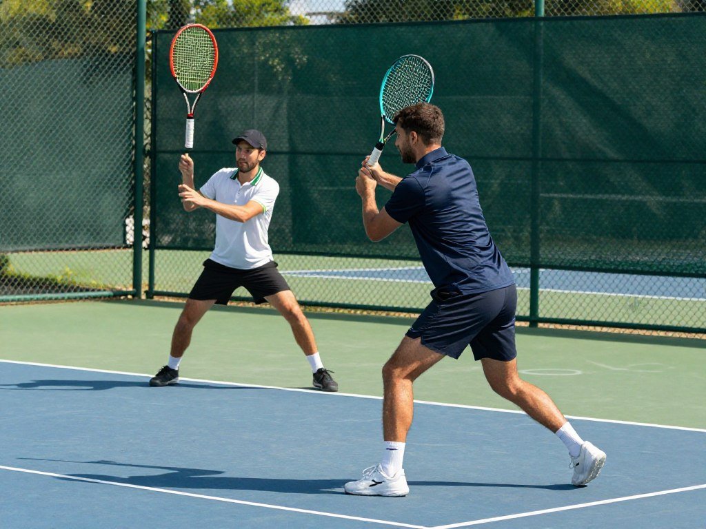 couple playing tennis or racquet sports together