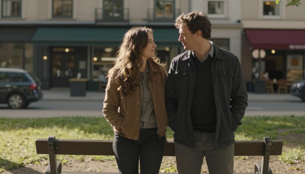 couple revisiting their first date location