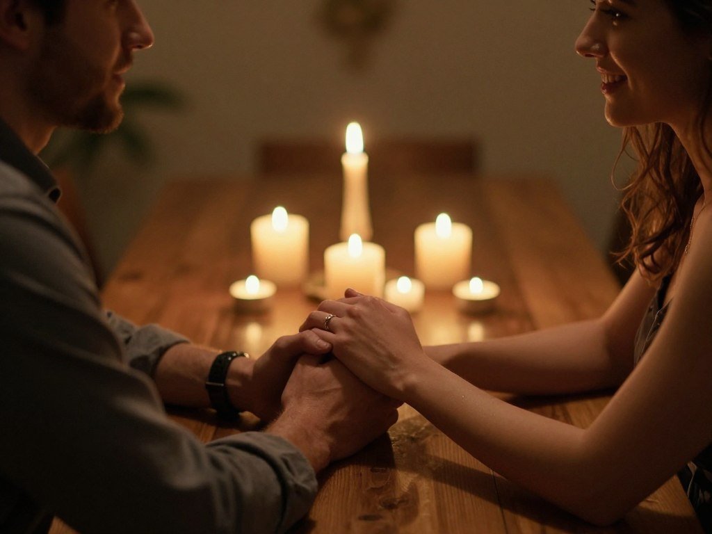 couple sharing appreciation ritual at table