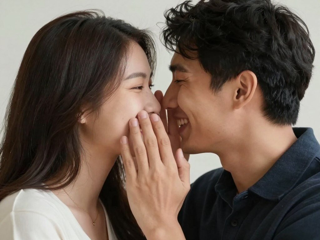 couple sharing private whispered moment couple sharing private whispered moment