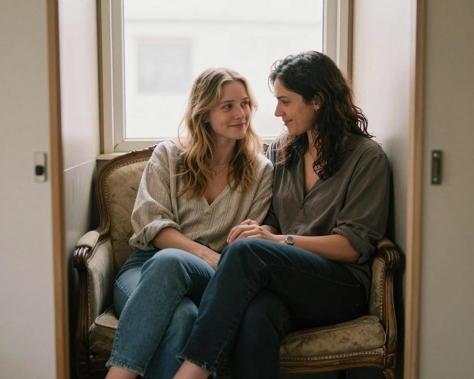 couple sitting close together in photo booth couple sitting close together in photo booth