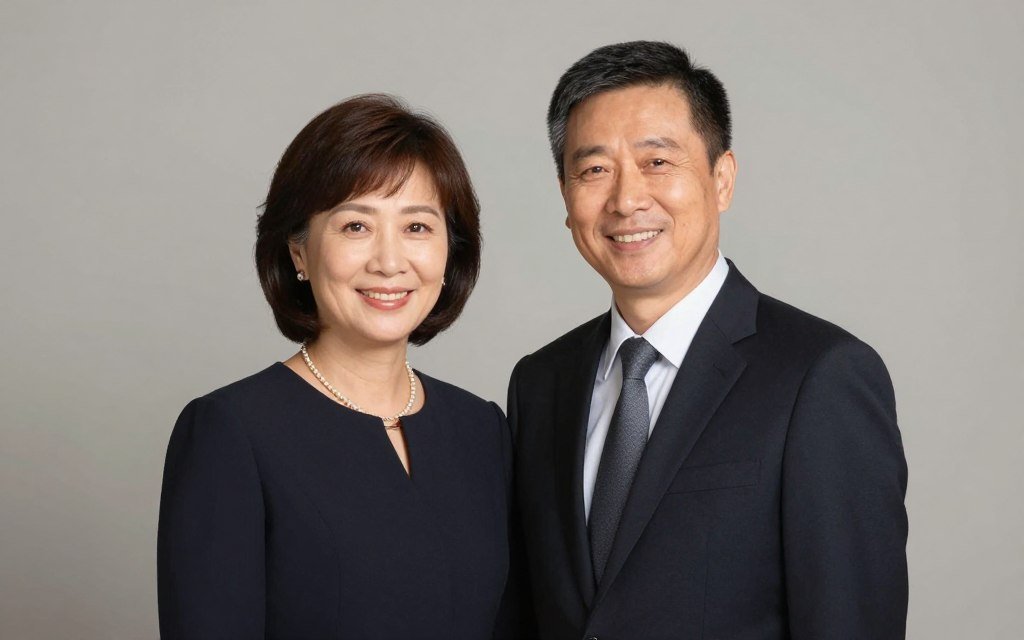 couple standing side by side smiling at camera couple standing side by side smiling at camera