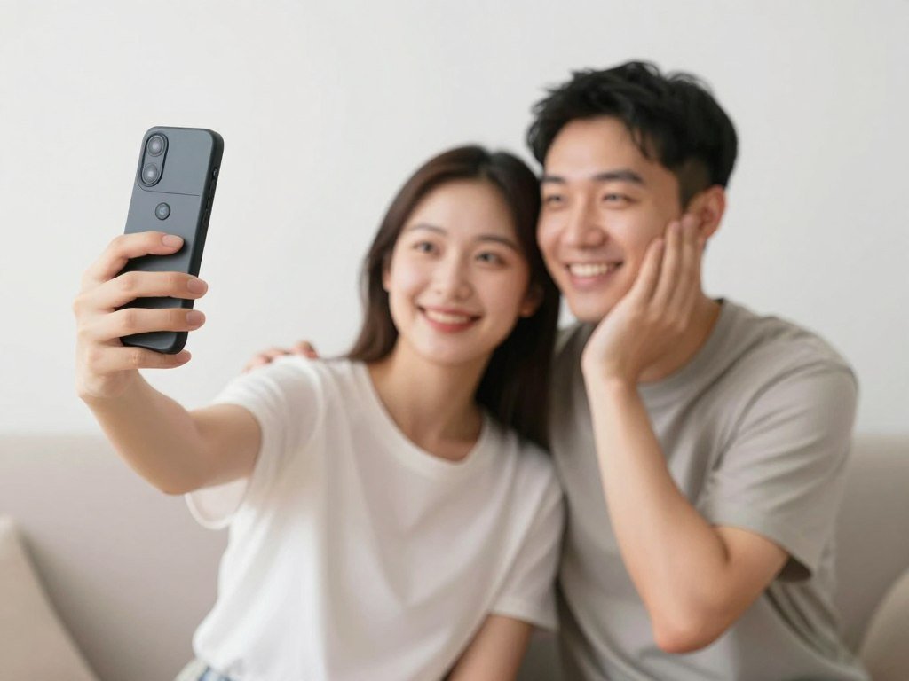 couple using camera remote for anniversary photos
