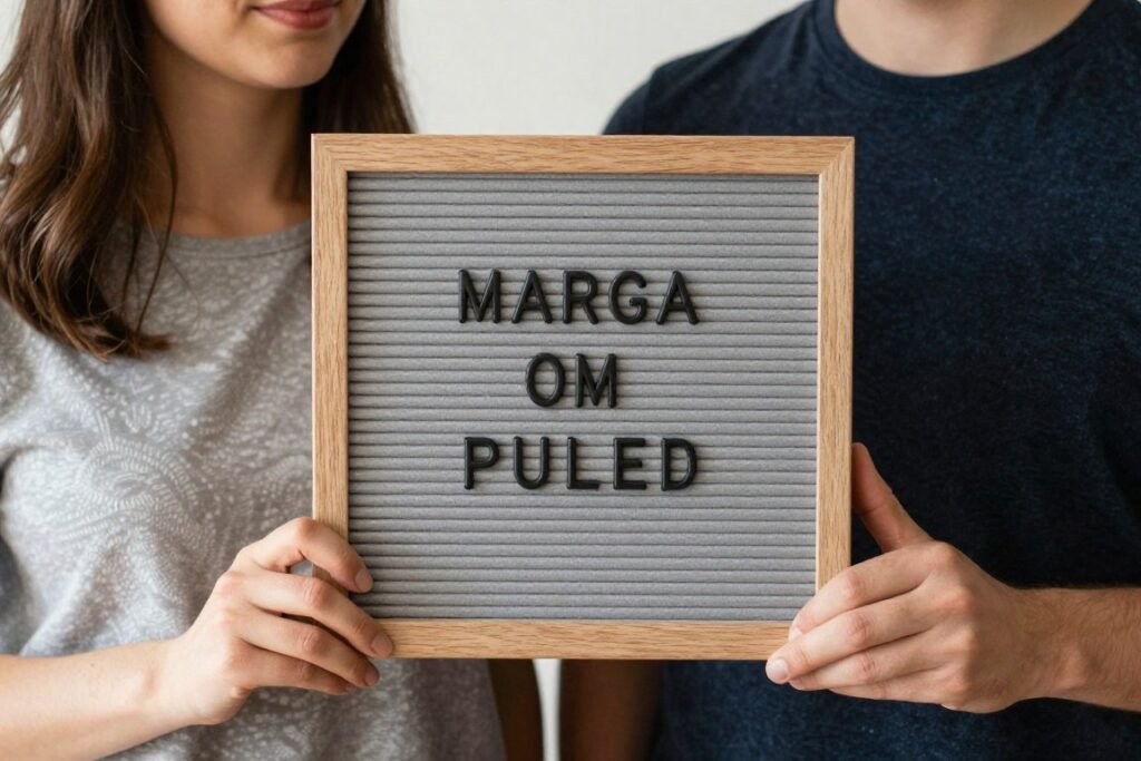 couple with customizable letter board spelling message in photobooth