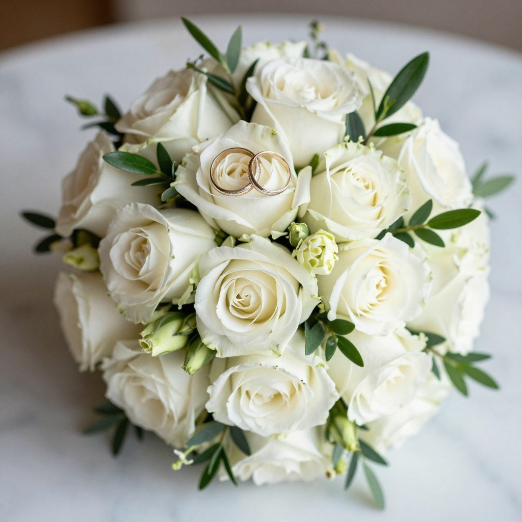 courthouse wedding bouquet ideas with rings detail shot