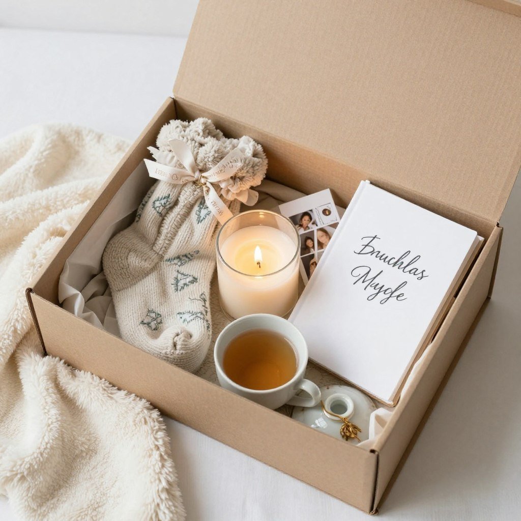 cozy homebody bridesmaid box with comfort items