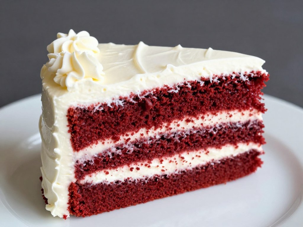 cream cheese frosting on red velvet cake