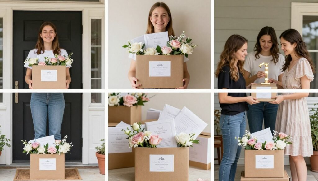 creative bridesmaid box presentation setups for different delivery methods