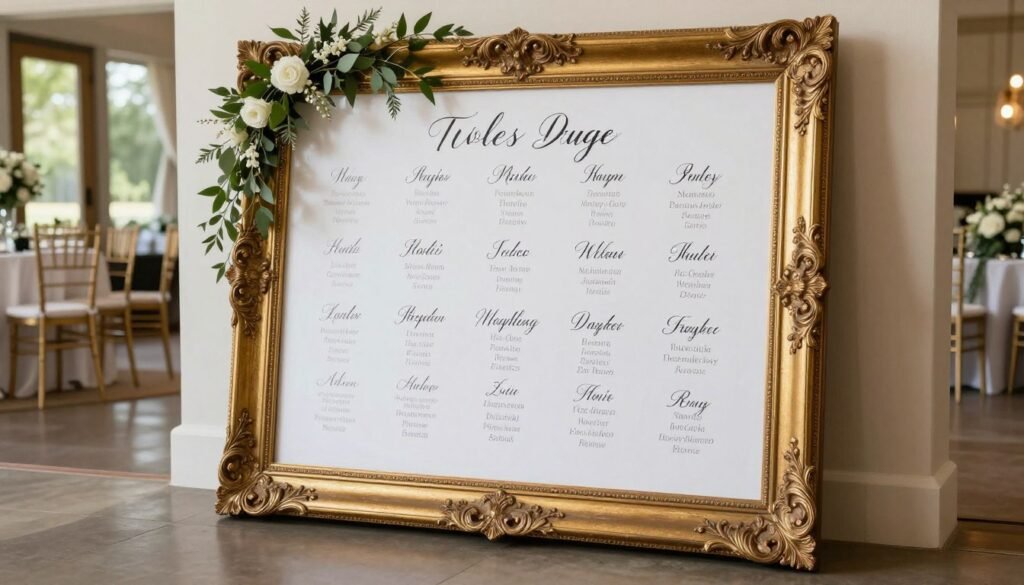 creative diy wedding seating chart display with calligraphy