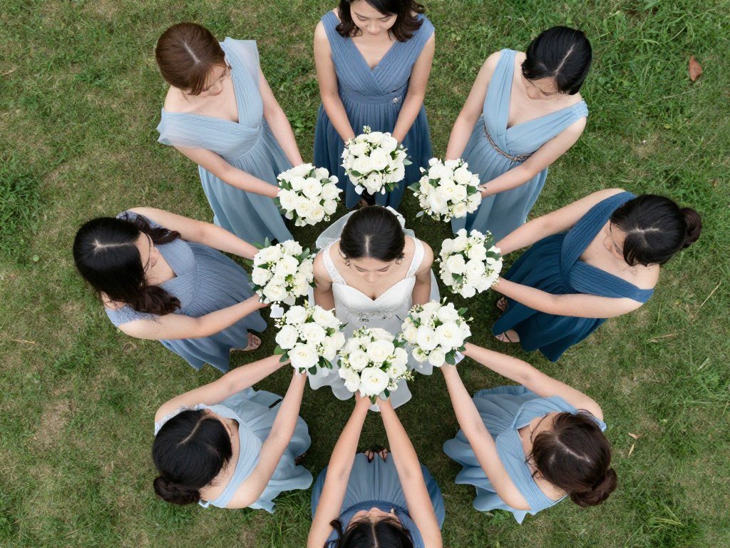 creative wedding party photos with circular formation