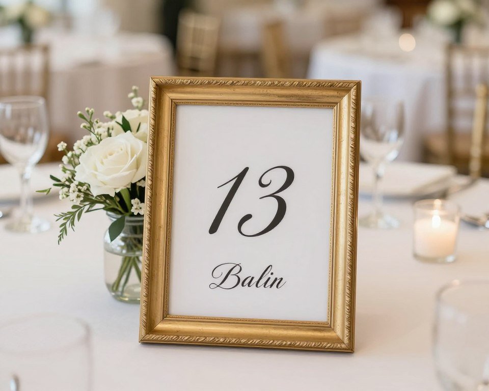 creative wedding table numbers displayed in unique holders