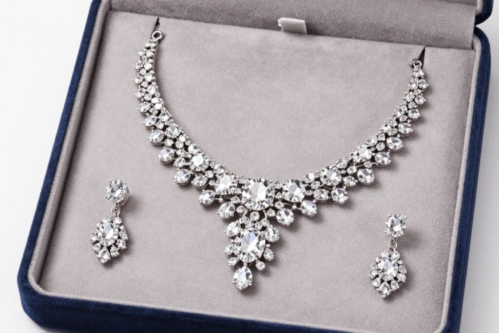 crystal jewelry set for glamorous wedding