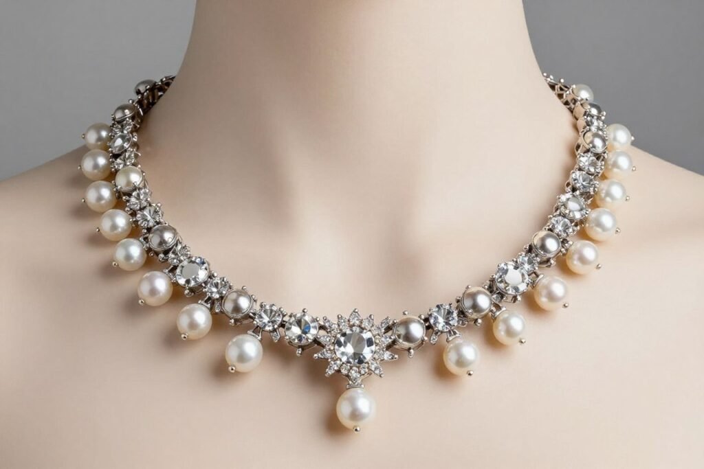 crystal pearl bridal necklace combination