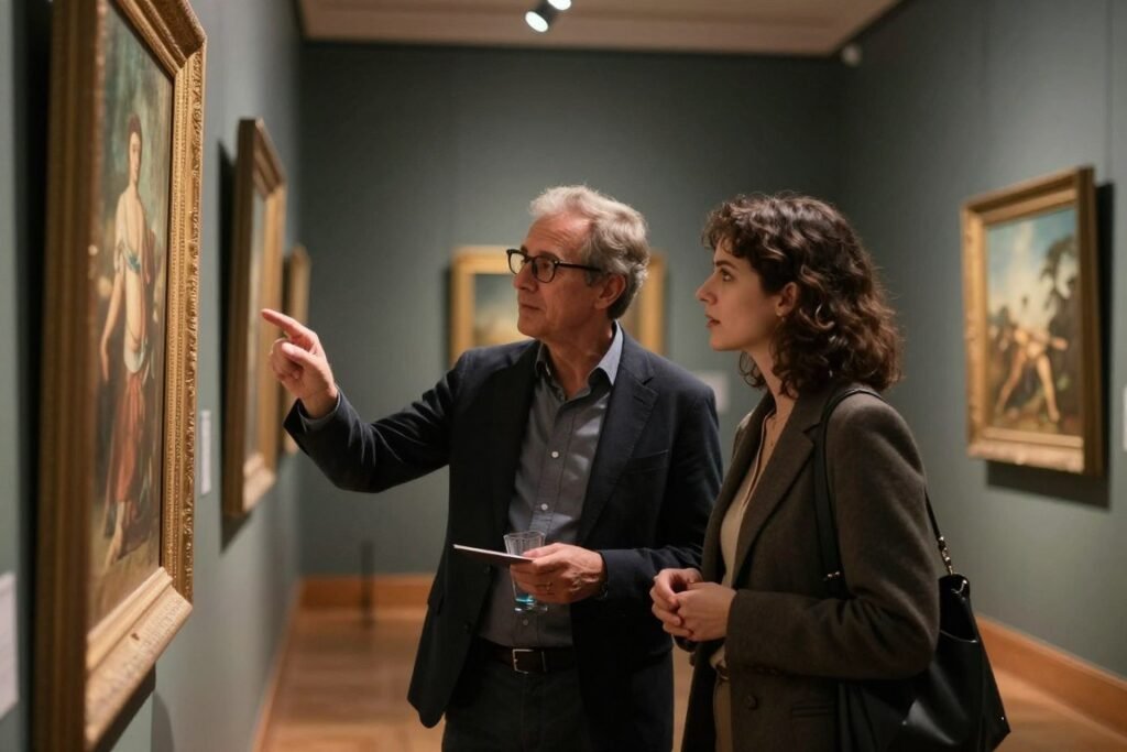 cultural date at museum or art gallery with couple
