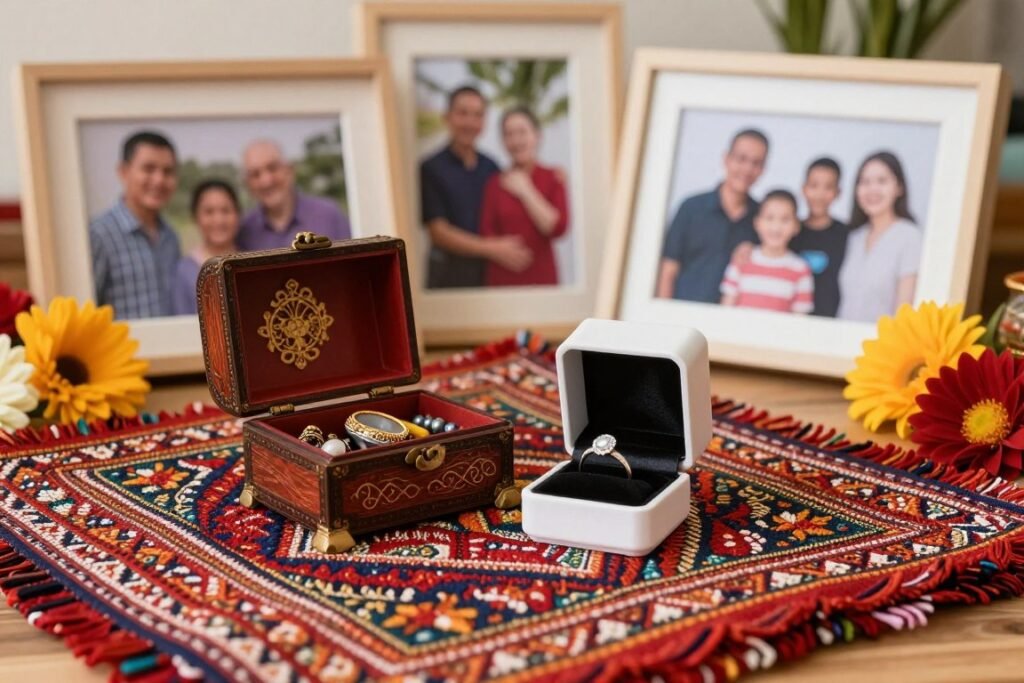 cultural proposal aesthetic with traditional elements and heirlooms