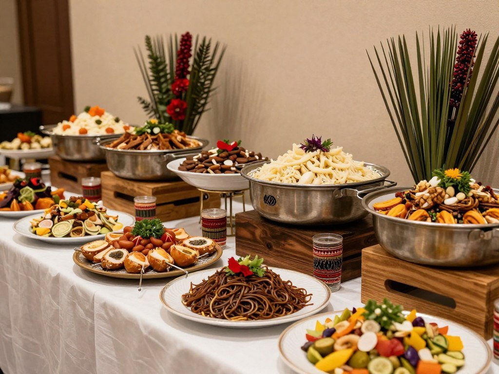 cultural wedding buffet with traditional foods