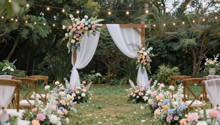 cute wedding ideas with romantic outdoor ceremony setup