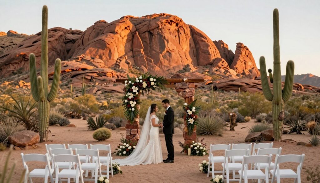 desert wedding ceremony with rock formations
