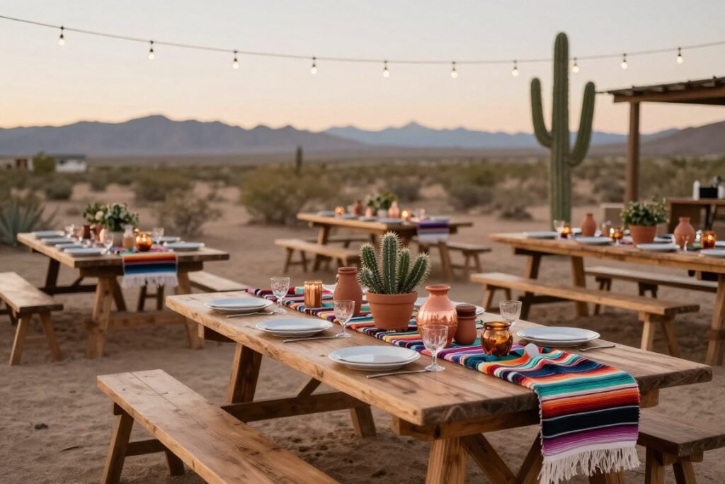 desert wedding reception with southwestern decor