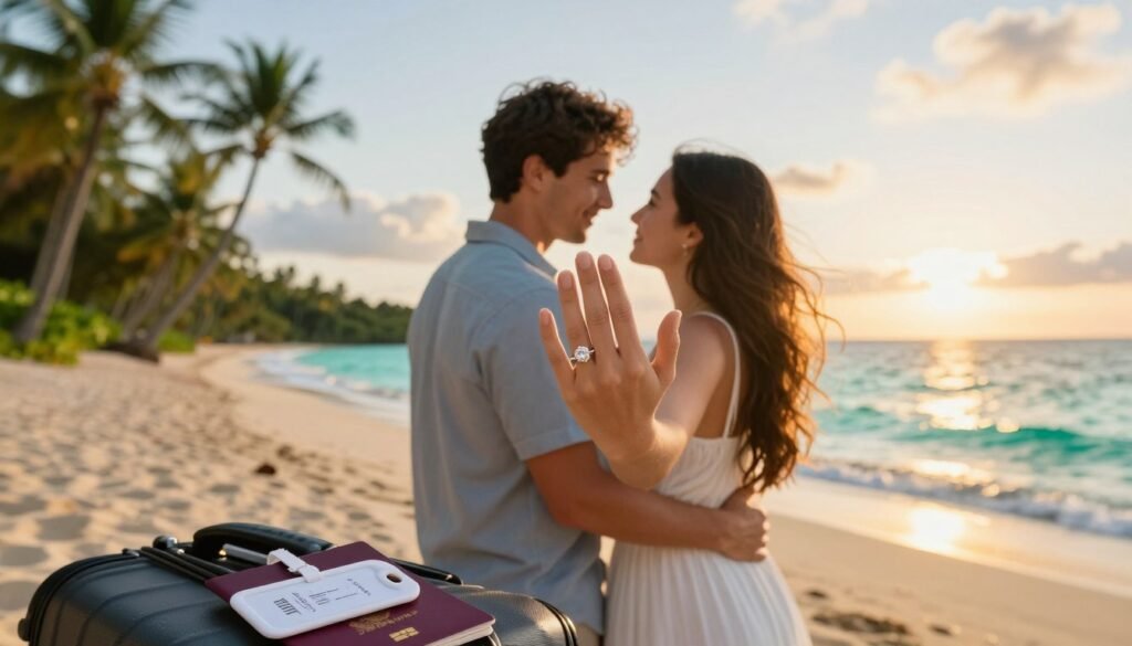 destination engagement announcement ideas with travel theme