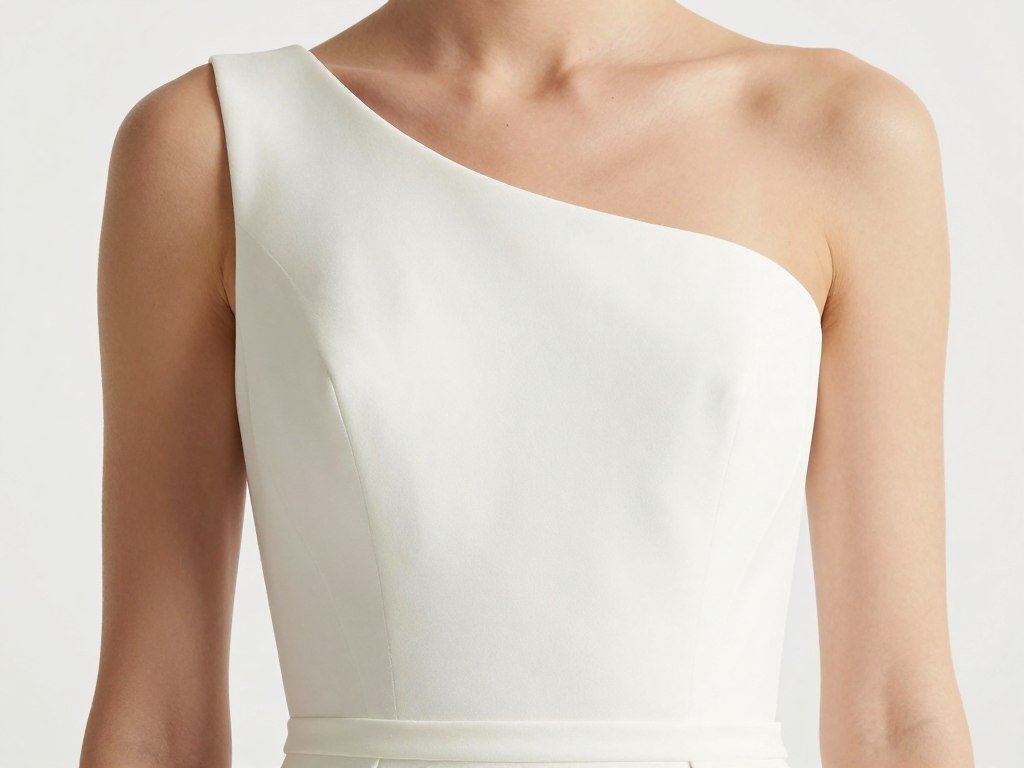detailed view of modern wedding dress neckline design