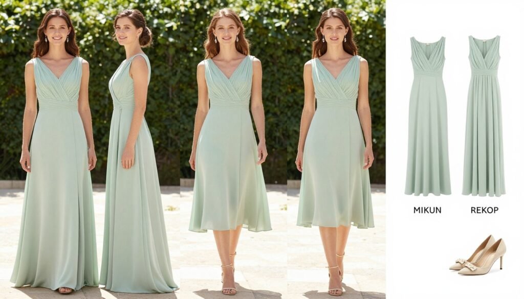 different bridesmaid dress lengths for various summer venues