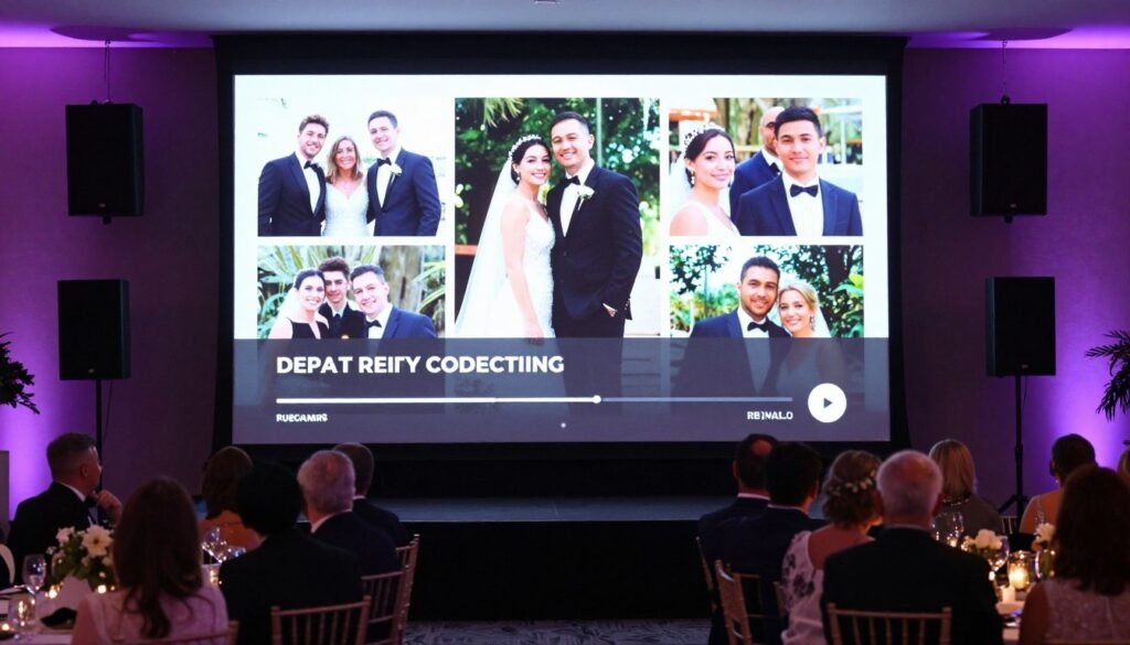 digital memorial slideshow at wedding reception