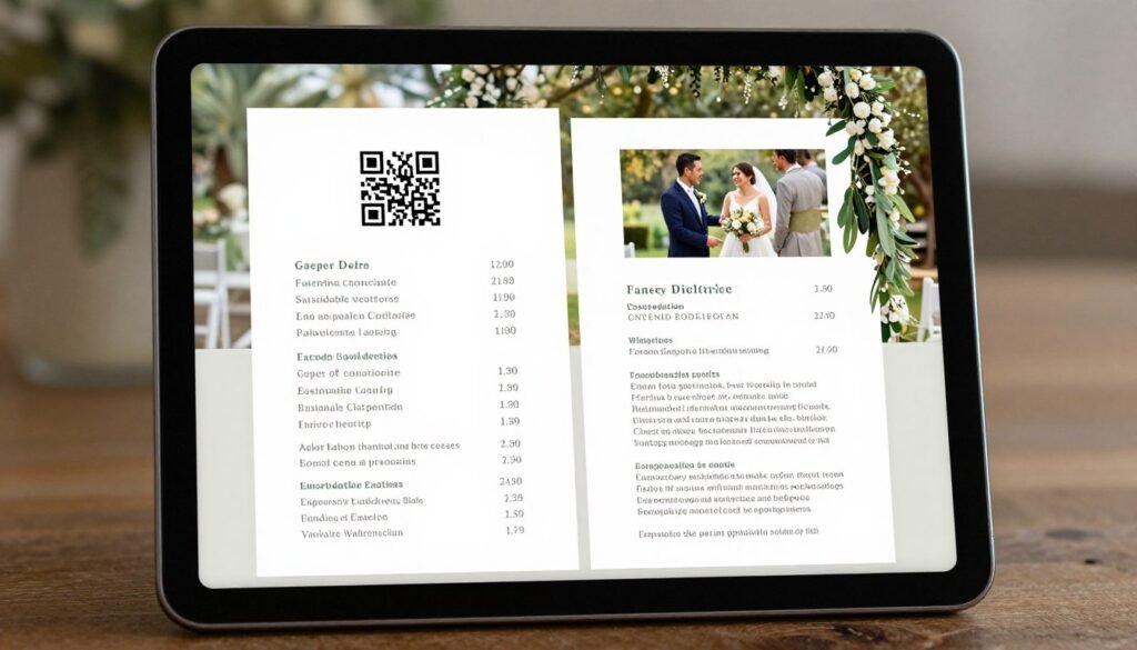 digital wedding program displayed on tablet device digital wedding program displayed on tablet device