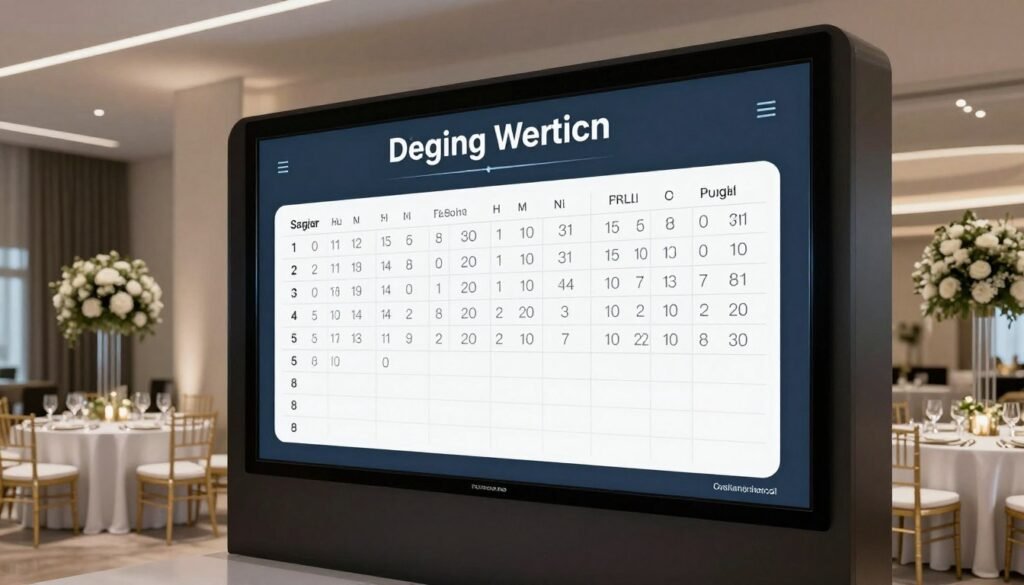 digital wedding seating chart on tablet display