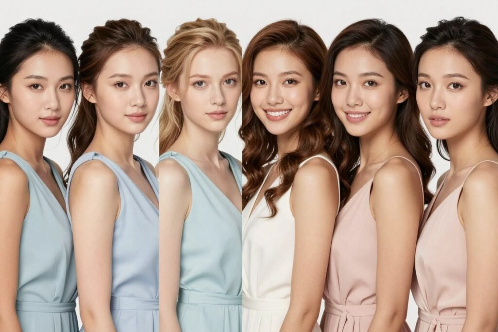 diverse bridesmaids showing how different colors flatter various skin tones