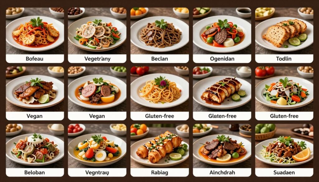 diverse menu options display