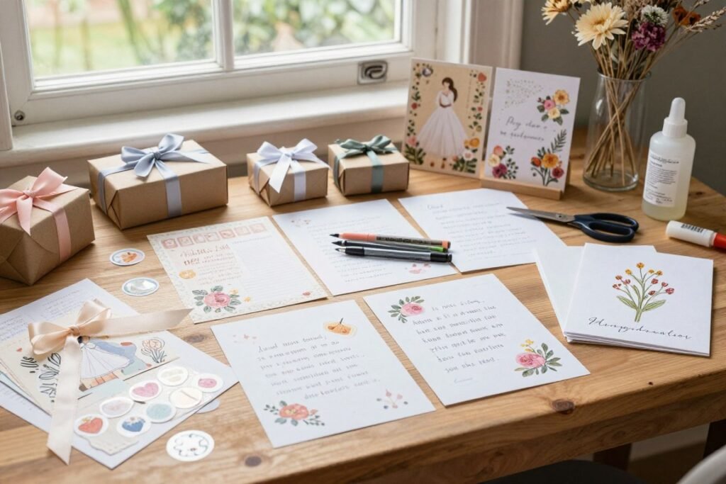 diy bridesmaid proposal crafts and materials on table