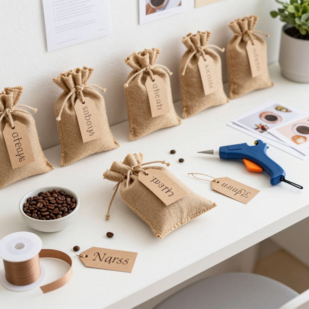 diy coffee favor assembly station