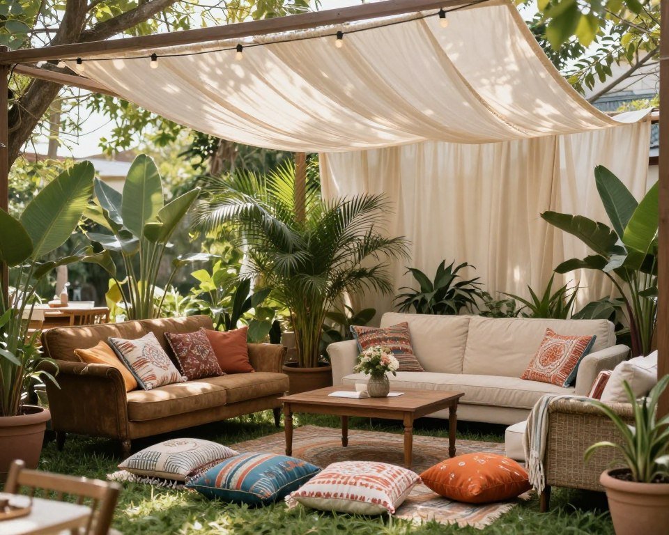 diy outdoor wedding lounge area with comfortable seating